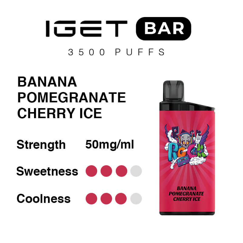 banana pomegrape cherry ice iget bar 3500