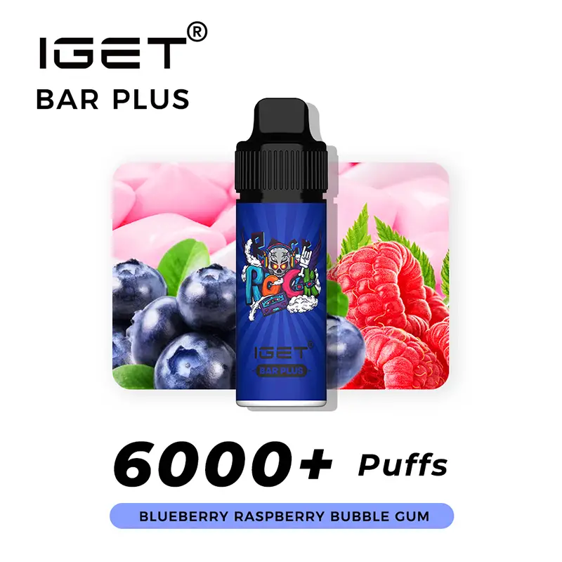 blueberry raspberry bubble gum iget bar plus 6000 puffs