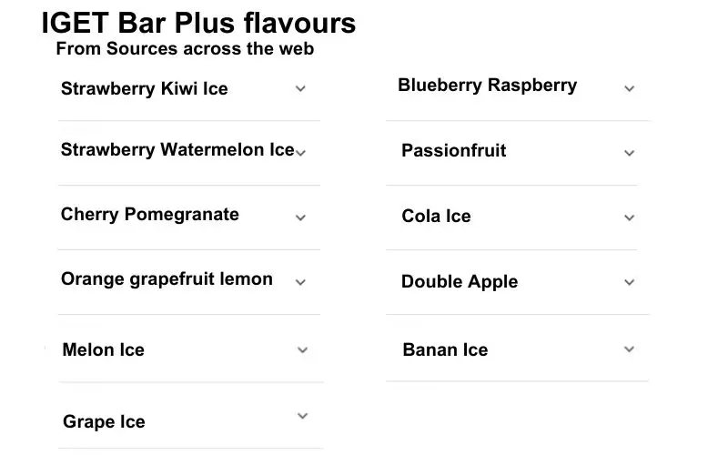 Google Search Of IGET Bar Plus Flavours