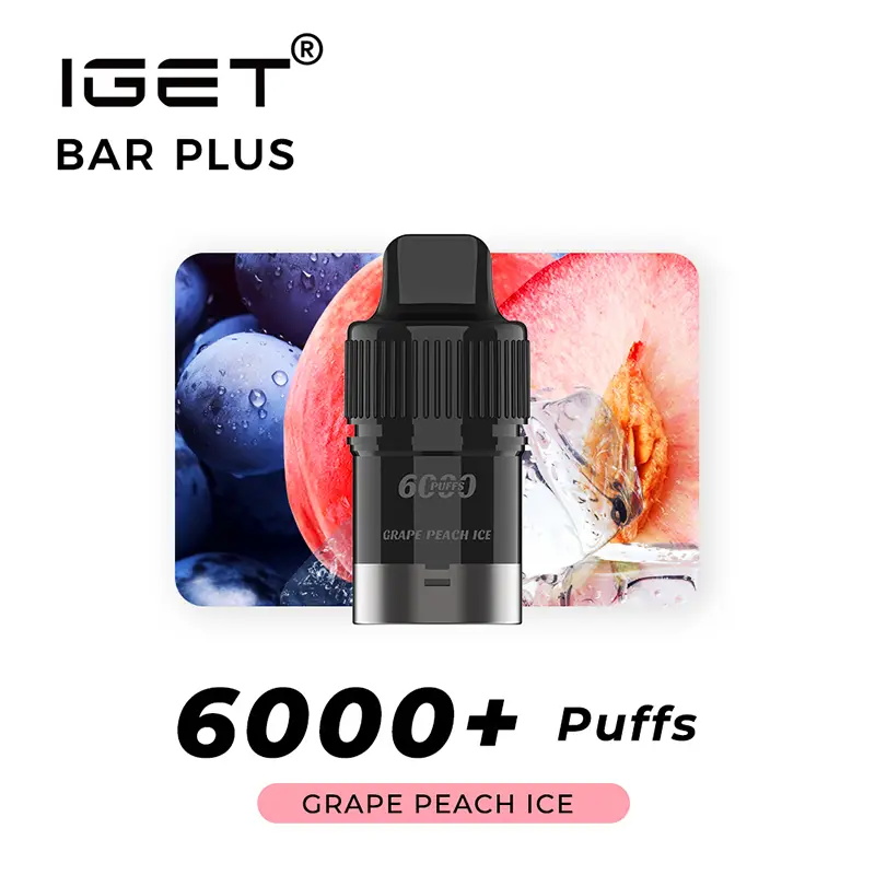 Grape Peach Ice IGET Bar Plus Pods 6000 Puffs