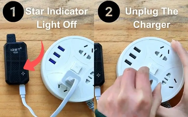 How To Charge IGET Star: Unplug The Charger When The Light Is Off