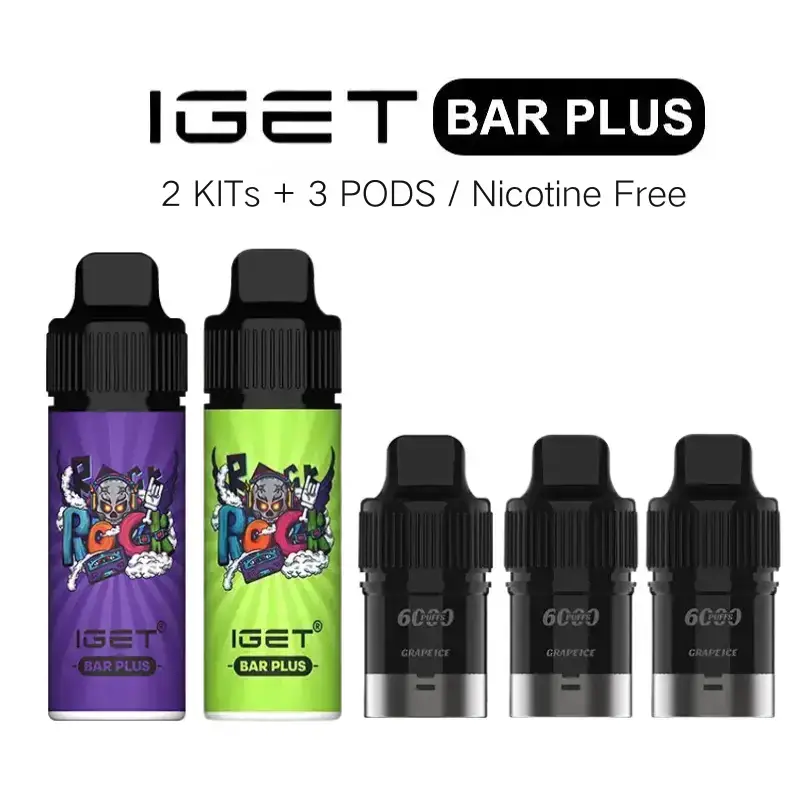 Nicotine-free IGET Bar Plus Bundle (2 Kits + 3 Pods)