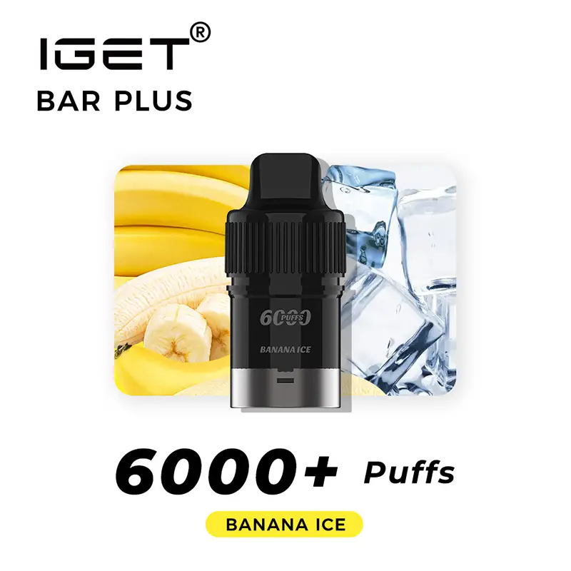 Nicotine Free IGET Bar Plus Pod 6000 Puffs Banana Ice