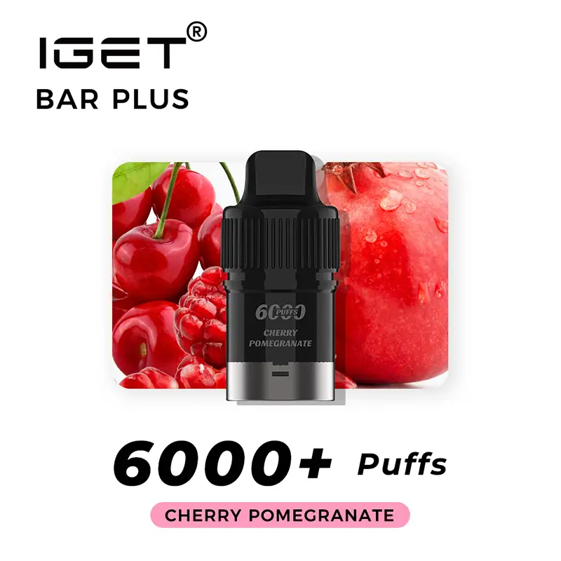 nicotine free iget bar plus pod 6000 puffs cherry pomegranate