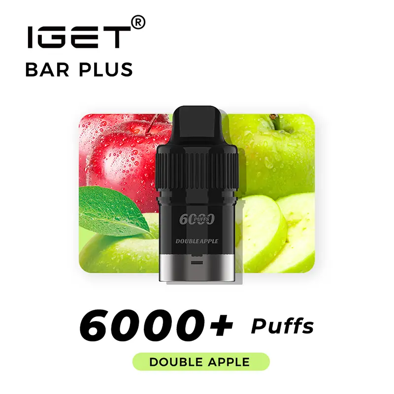 nicotine free iget bar plus pod 6000 puffs double apple