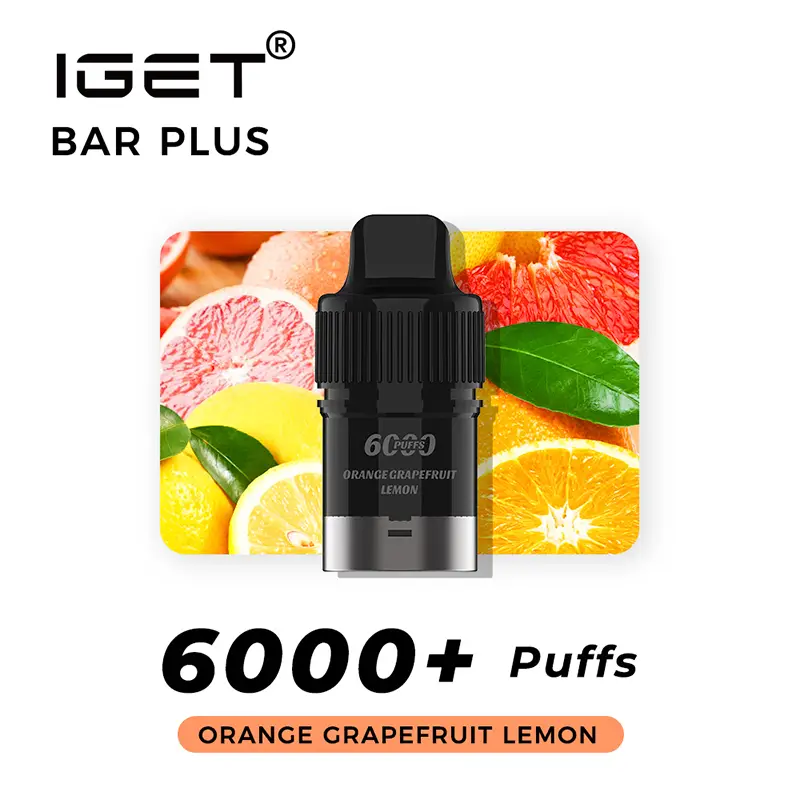 nicotine free iget bar plus pod 6000 puffs orange grapefruit lemon