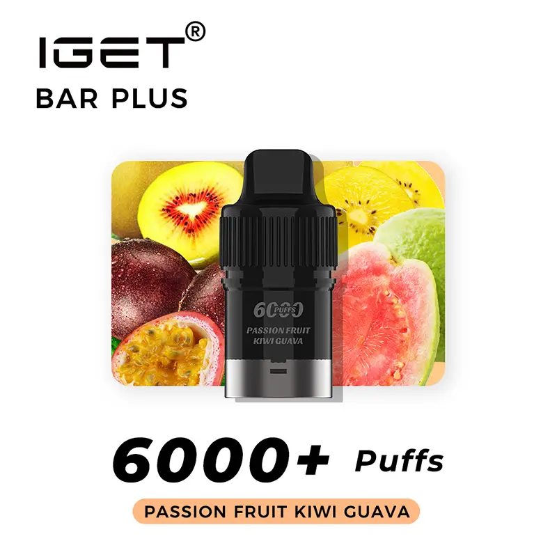 nicotine free iget bar plus pod 6000 puffs passion fruit guava