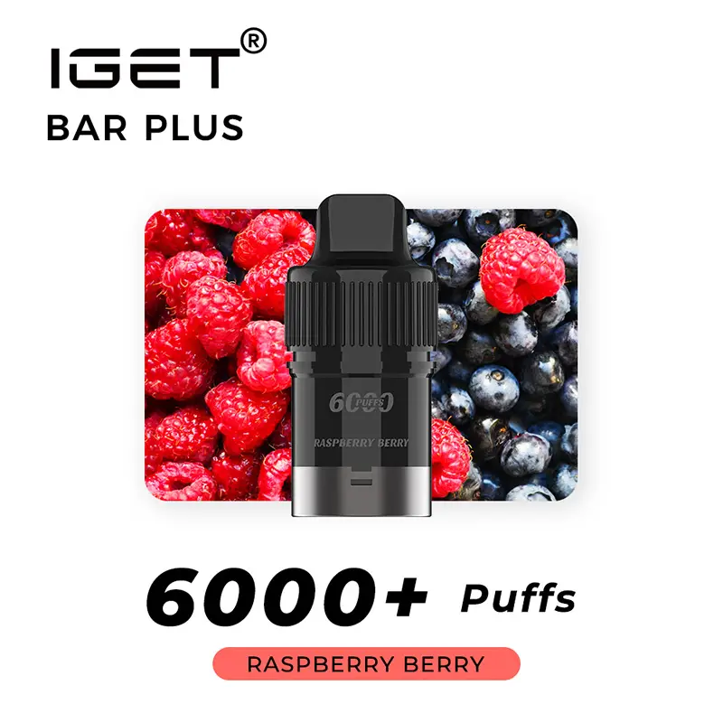 Nicotine Free IGET Bar Plus Pod 6000 Puffs Raspberry Berry