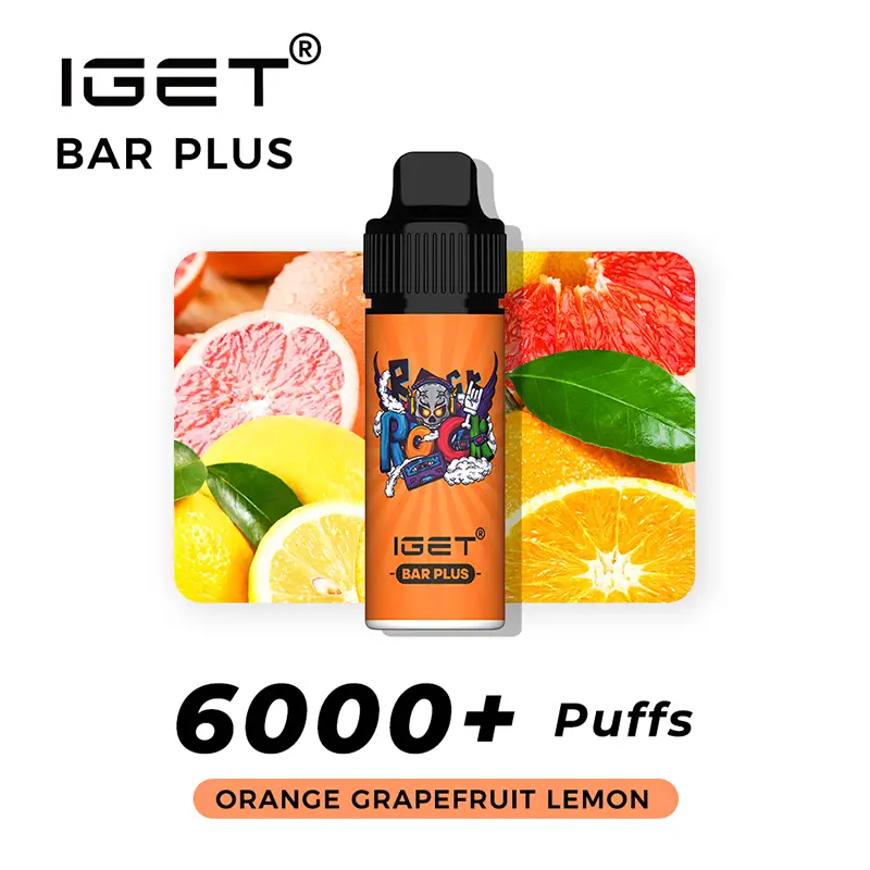 nicotine free iget bar plus vape-kit orange grapefruit lemon